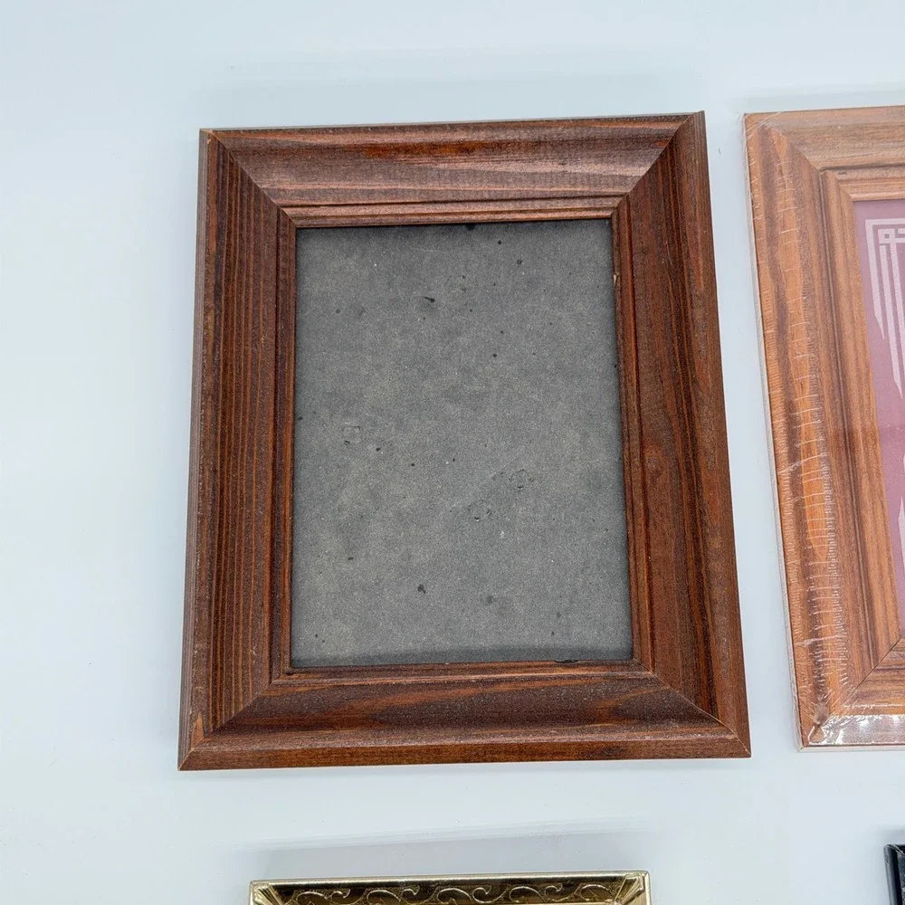 Mixed Lot of 4 Picture Frames Wood Gold Tone Metal Black 5x7 and Small Vintage
